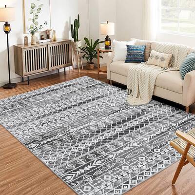 Garvee Geometric Area Rug 3x5 - Machine Washable, Easy-Cleaning, Non-Shedding, Stain Resistant, Non-Slip, Foldable Indoor Mat...