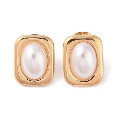 Ion Plating(IP) 304 Stainless Steel Plastic Bead Stud Earrings