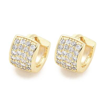 Brass Micro Pave Clear Cubic Zirconia Hoop Earrings for Women