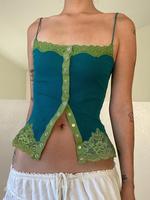 Women's Vintage Y2k Crop Cami Top, Casual Lace Trim Crop Top for Daily Wear, Ladies Clothes for All Seasons, Womenswear