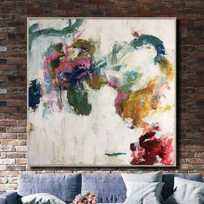 Colorful Acrylic White Paintings On Canvas Original Wall Art Abstract Wall Decor | BRIGHT ILLUSION