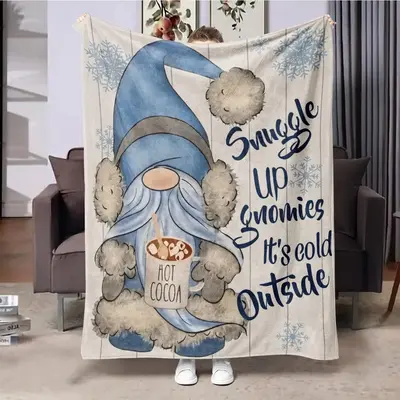 Cartoon Gnome Pattern Blanket, 1/2 Counts Soft Warm Throw Blanket, Air-conditioned Room Blanket, Warm Nap Blanket for Home Of...