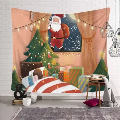 Santa Claus Christmas Landscape Fairytale Wall Tapestry - Aperturee