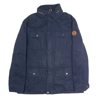 TIMBERLAND Mens Parka Coat Blue Twill Hooded XL