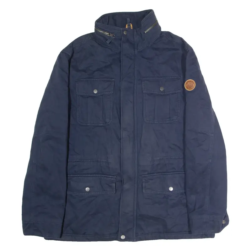 TIMBERLAND Mens Parka Coat Blue Twill Hooded XL