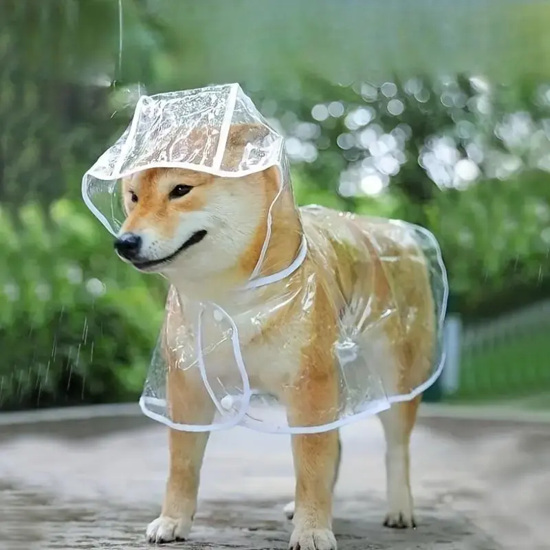 Transparent Pet Raincoat, Creative Pet Raincoat for Christmas Gift, Waterproof Hooded Raincoat for Outdoor Walking, Pet Supp...