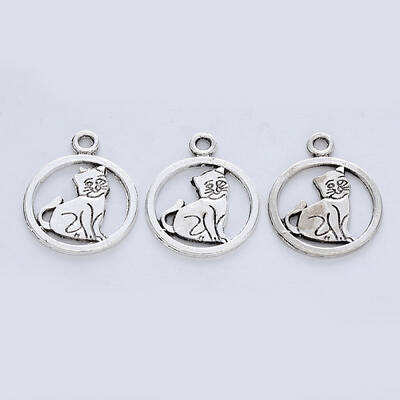 Tibetan Style Alloy Kitten Pendants