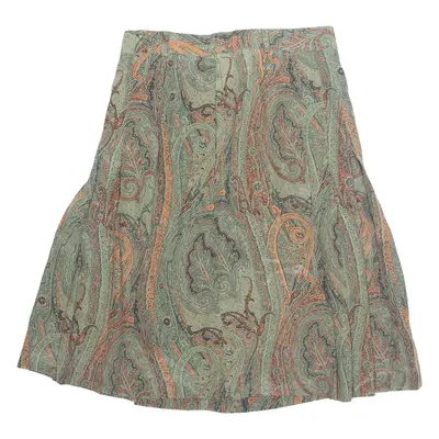 PETER HAHN Womens A-Line Skirt Green Knee Length Viscose 90s UK 16