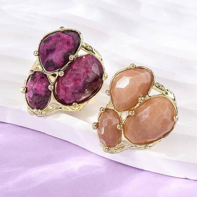 Natural Quartz Cuff Rings