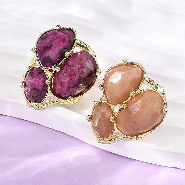 Natural Quartz Cuff Rings