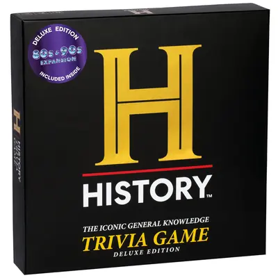 History Channel Trivia Board Game Deluxe Edition with 80s & 90s Expansion Pack - 2400+ General Knowledge Questions. Super Fun...