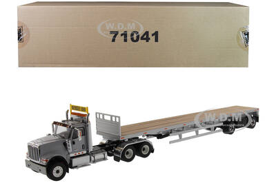 International HX520 Tandem Tractor Light Gray with 53 Flat Bed Trailer \