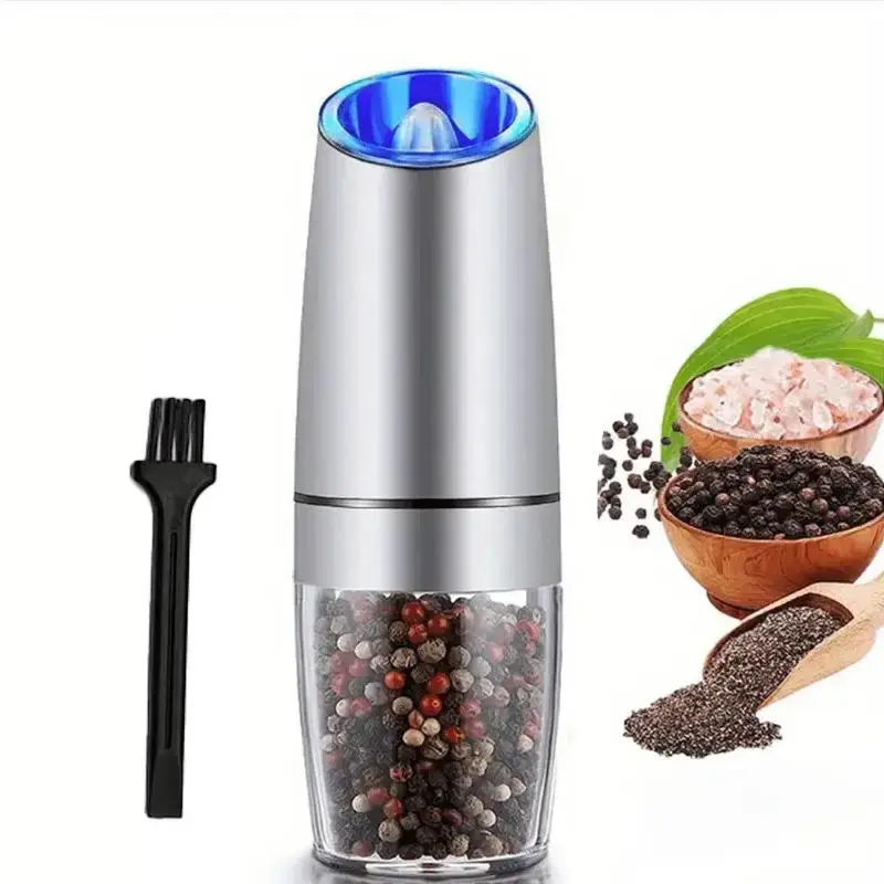 Electric Adjustable Spice Grinder, Automatic Salt & Pepper Grinder With Brush, Household Kitchen Gadget Without Battery