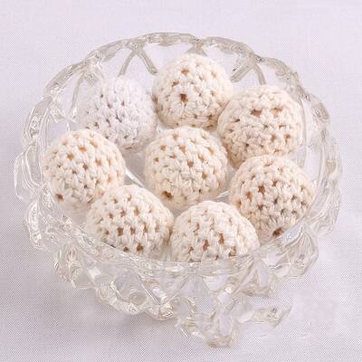 Handmade Woolen Macrame Wooden Pom Pom Ball Beads