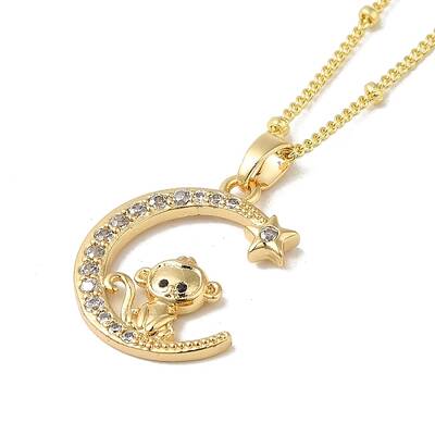 Brass Micro Pave Clear Cubic Zirconia Pendants Necklaces