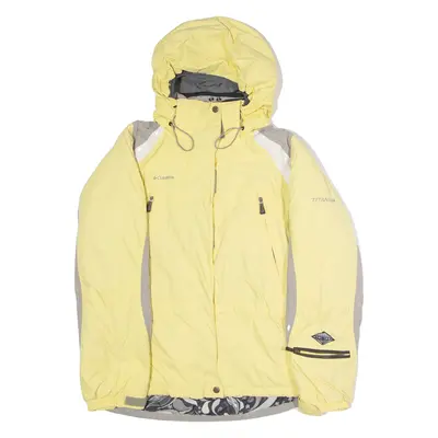 COLUMBIA Insulated Womens Coat Yellow Hooded Colourblock S