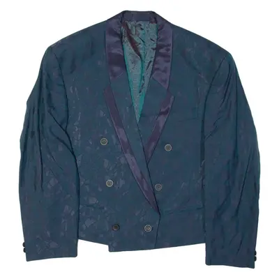 LAGOON Mens Blazer Jacket Blue 90s Crazy Pattern M
