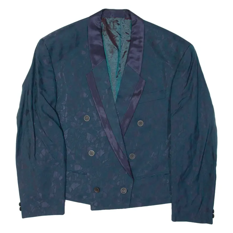 LAGOON Mens Blazer Jacket Blue 90s Crazy Pattern M