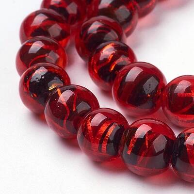 Handmade Silver Foil Lampwork Beads Strands