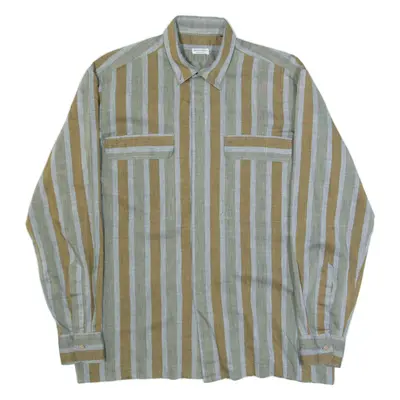SILVANO BENETTI Mens Shirt Grey Striped Long Sleeve L