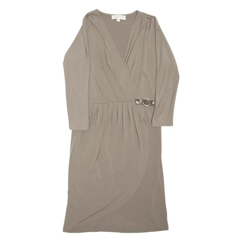 MICHAEL KORS Belted Day Dress Green Long Sleeve Knee Length Womens UK 4