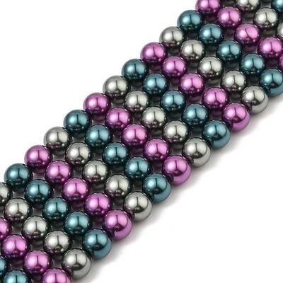 Baking Painted Pearlized Glass Pearl Round Bead Strands