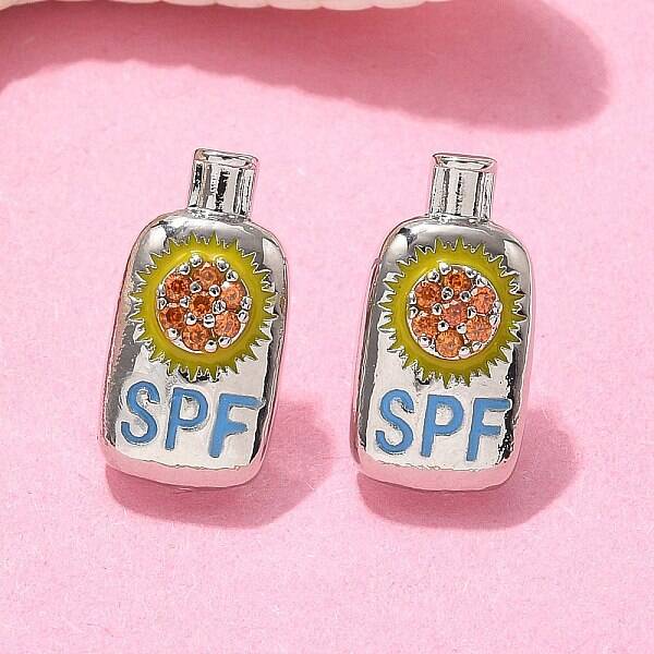 Brass Micro Pave Cubic Zirconia Stud Earrings