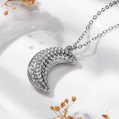 304 Stainless Steel Openable Moon Pendant Cable Chain Necklaces for Women