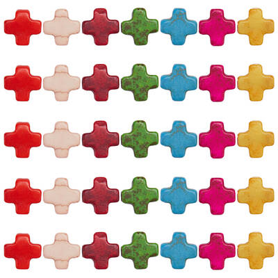 5 Strands Greek Cross Synthetic Turquoise Bead Strands