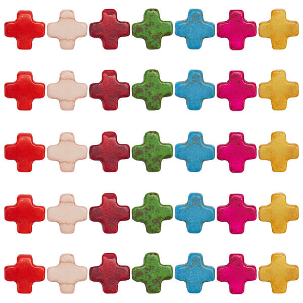5 Strands Greek Cross Synthetic Turquoise Bead Strands