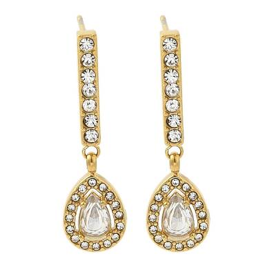 Ion Plating(IP) Stainless Steel Inlay Rhinestone & Clear Cubic Zirconia Stud Earrings for Women