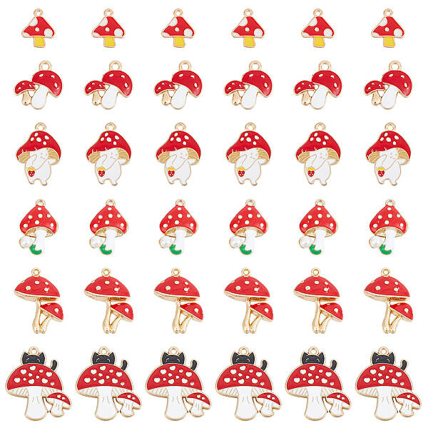36Pcs 6 Styles Autumn Theme Alloy Enamel Pendants