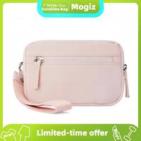 Women's solid color storage zipper wallet, daily lightweight waterproof mobile phone wallet, nylon crossbody card holder and ...