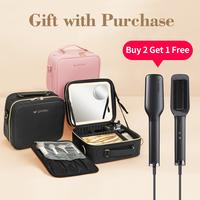 Makeup Bag with 3 Color Led Mirror, PU Leather Travel Cosmetic Bag Makeup Organizer Bag, Portable Makeup Case Adjustable Divi...