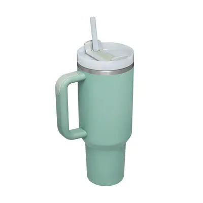 40 Oz Tumbler With Handle Straw Insulated, Stainless Steel Spill Proof Vacuum Coffee Cup Tumbler With Lid Tapered Mug Gifts F...