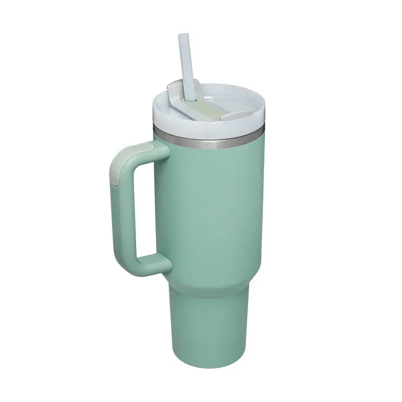 40 Oz Tumbler With Handle Straw Insulated, Stainless Steel Spill Proof Vacuum Coffee Cup Tumbler With Lid Tapered Mug Gifts F...
