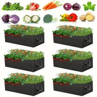 Planting Bag with Handle, 6 Counts/set Large Cloth Planting Bag for Indoor and Outdoor Use, Square Planting Container for Gro...