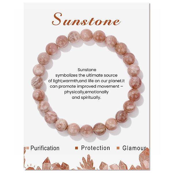Natural Sunstone Beaded Stretch Bracelets
