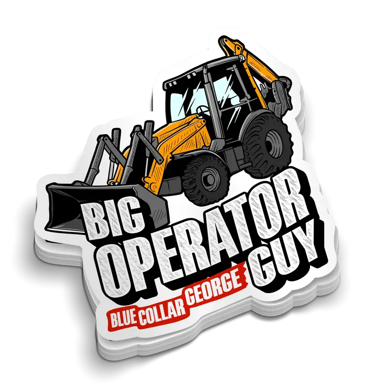 Blue Collar George - Big Operator Hard Hat Decal
