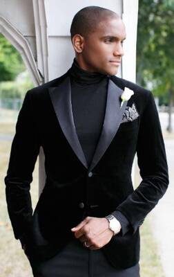 Suit And Turtleneck Combo - Turtleneck Prom Outfits - Prom Turtleneck  Black Suit