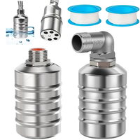 2PCS Water Level Control 2Pcs Float Valve 304 Stainless Steel Mini Floating Ball Valve Auto Shut Off Upper/Side Water Intake ...