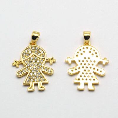 Girl Brass Micro Pave Cubic Zirconia Pendants