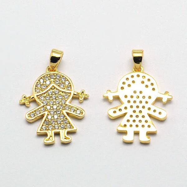 Girl Brass Micro Pave Cubic Zirconia Pendants