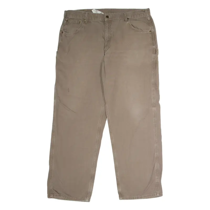 CARHARTT Workwear Carpenter Mens Canvas Trousers Brown Loose Straight W40 L32
