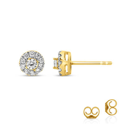 Lab Made Halo Diamond Stud Earrings | 14K Yellow Gold 1 ct. tw.