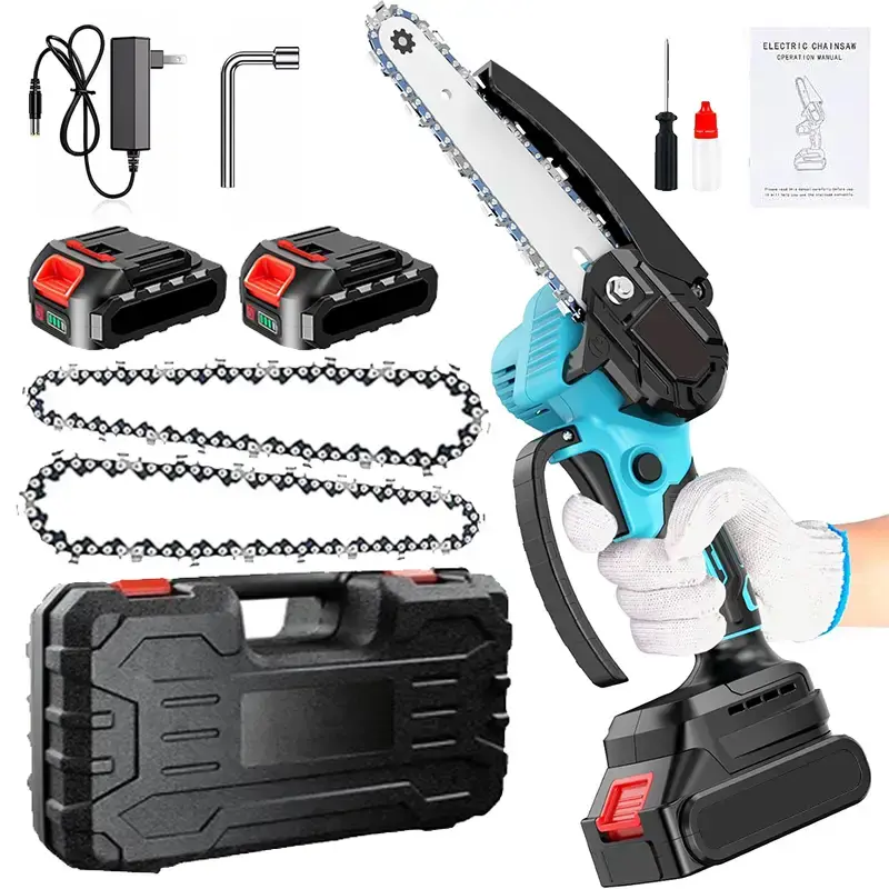 Mini Chainsaw Cordless 6-inch, Portable Handheld Electric Chain Saw with 2x3000mAh Large Batteries, Battery Powered Chainsaw ...