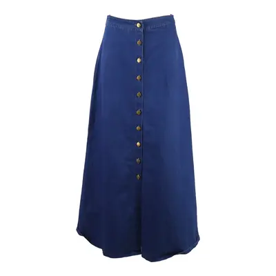 FABALLEY Womens Straight Skirt Blue Long S