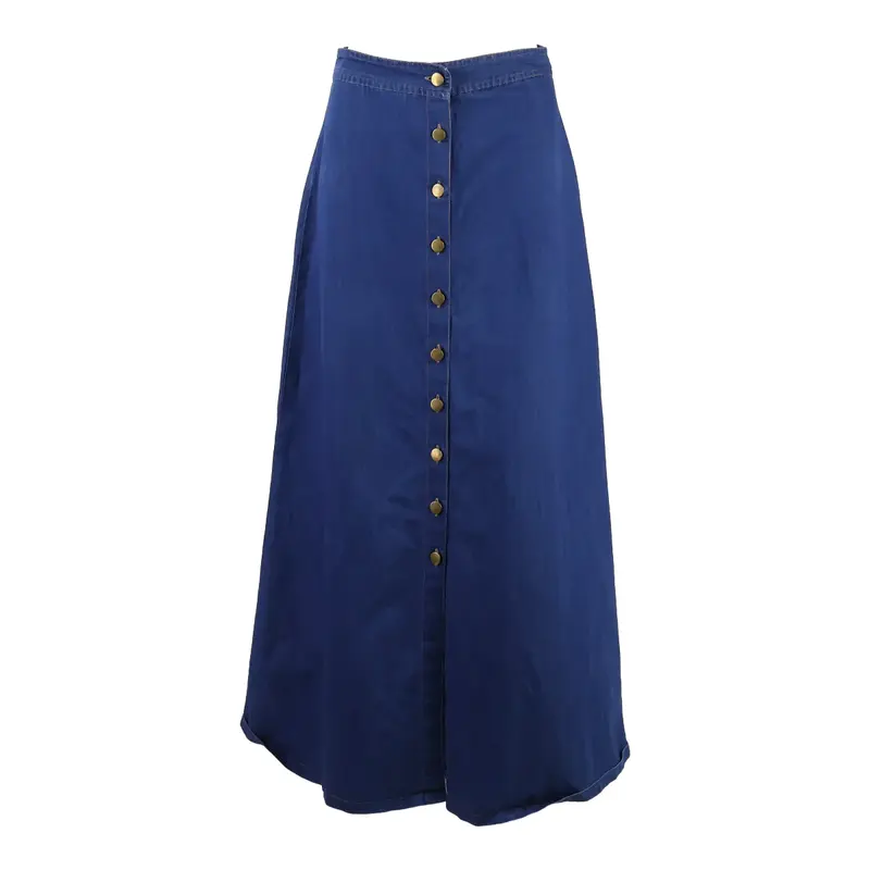 FABALLEY Womens Straight Skirt Blue Long S