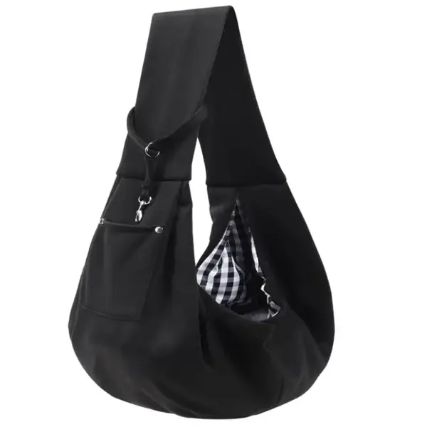 Reversible Pet Carrier Sling with Storage Pocket for Small Dogs and Cats - Black