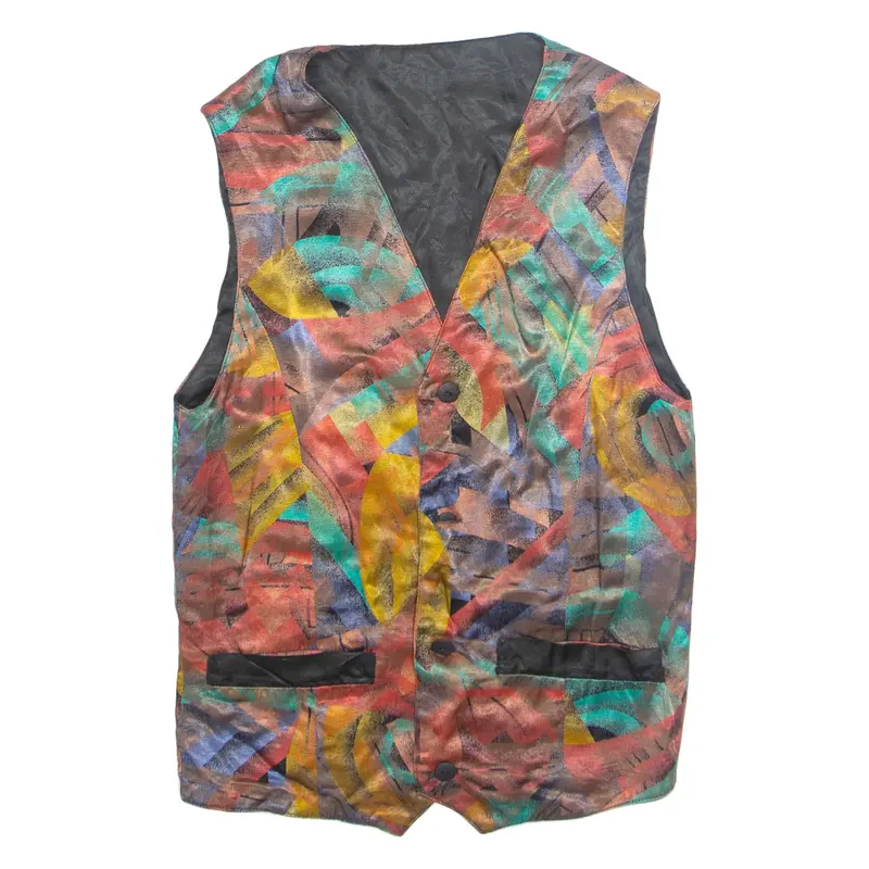 Mens Waistcoat Orange Viscose Crazy Pattern M